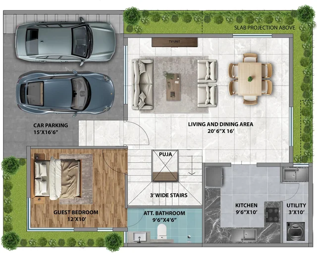 Nambiar Bannerghatta 4 BHK Villa 36x55 floor plan